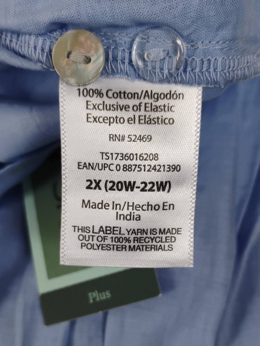 Terra & Sky Light Blue Pintuck & Lace Yoke Button-Down Blouse BNWT 100% Cotton - Picture 6 of 6
